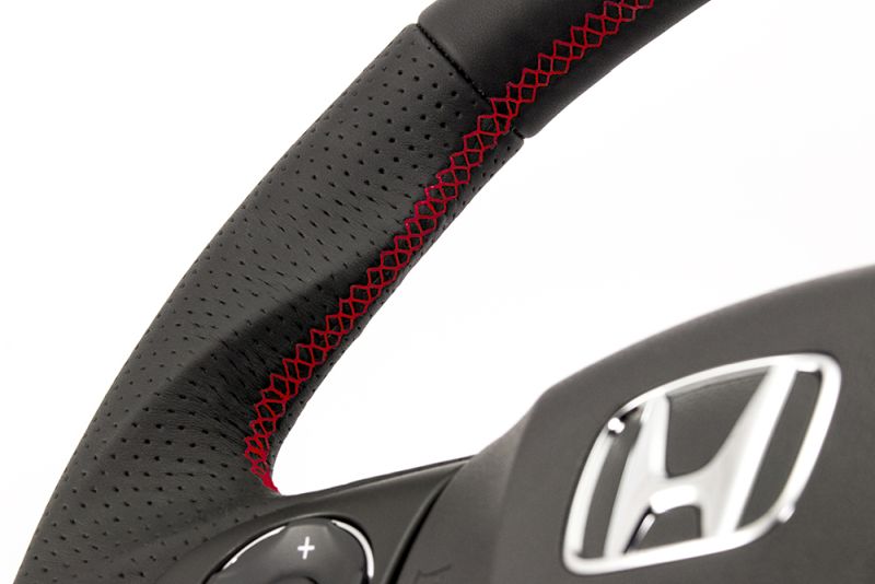 KENSTYLE Steering (All Black Leather - Red Stitch) - Honda Fit RS GK5 (L15B i-VTEC)